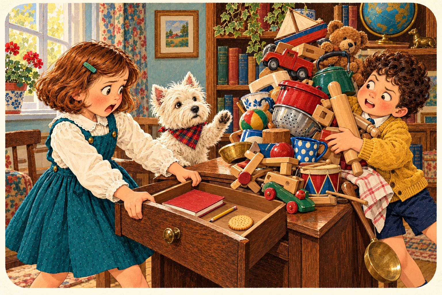 Jenny, Jake and the Westie illustrate custom.