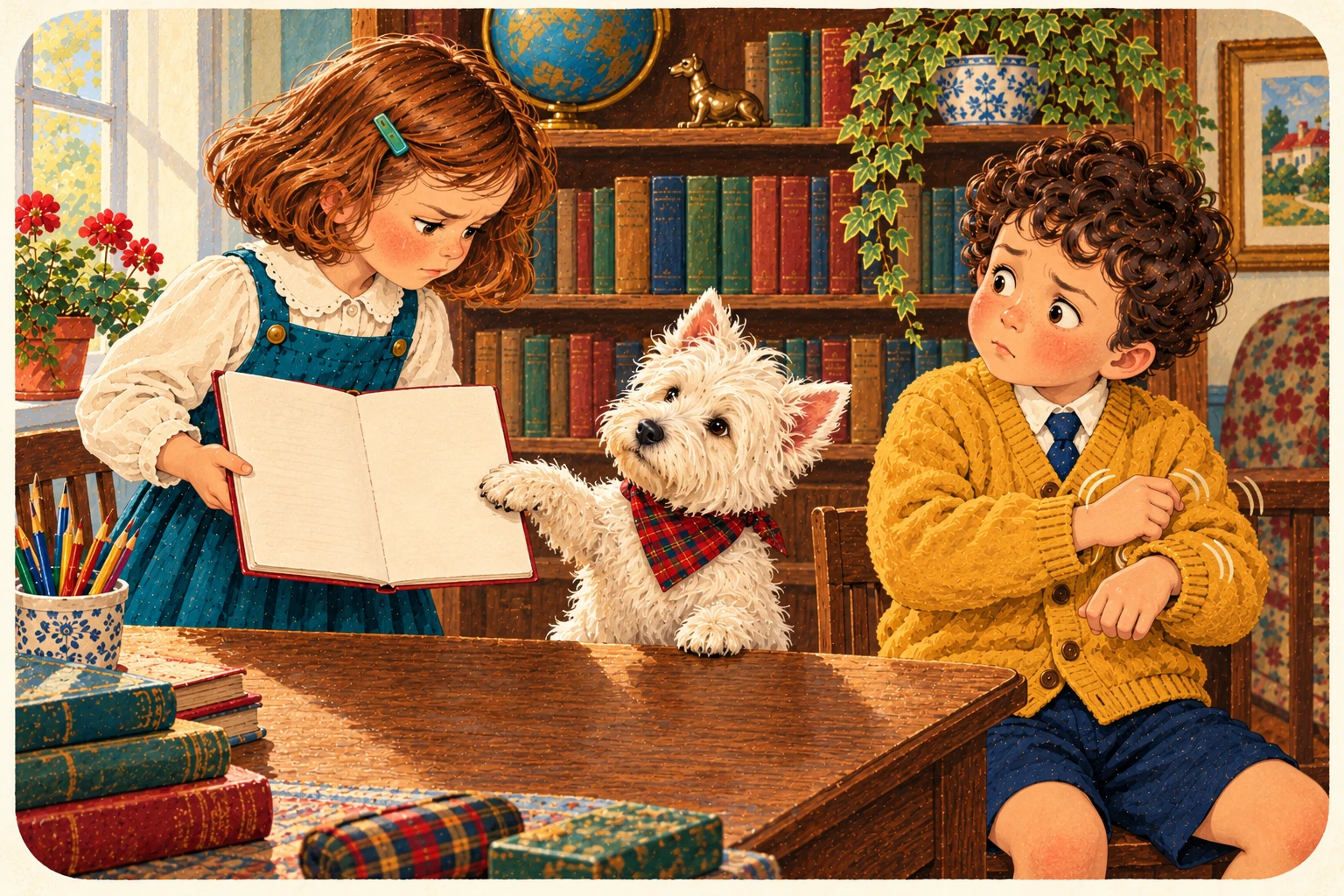 Jenny, Jake and the Westie illustrate tell.